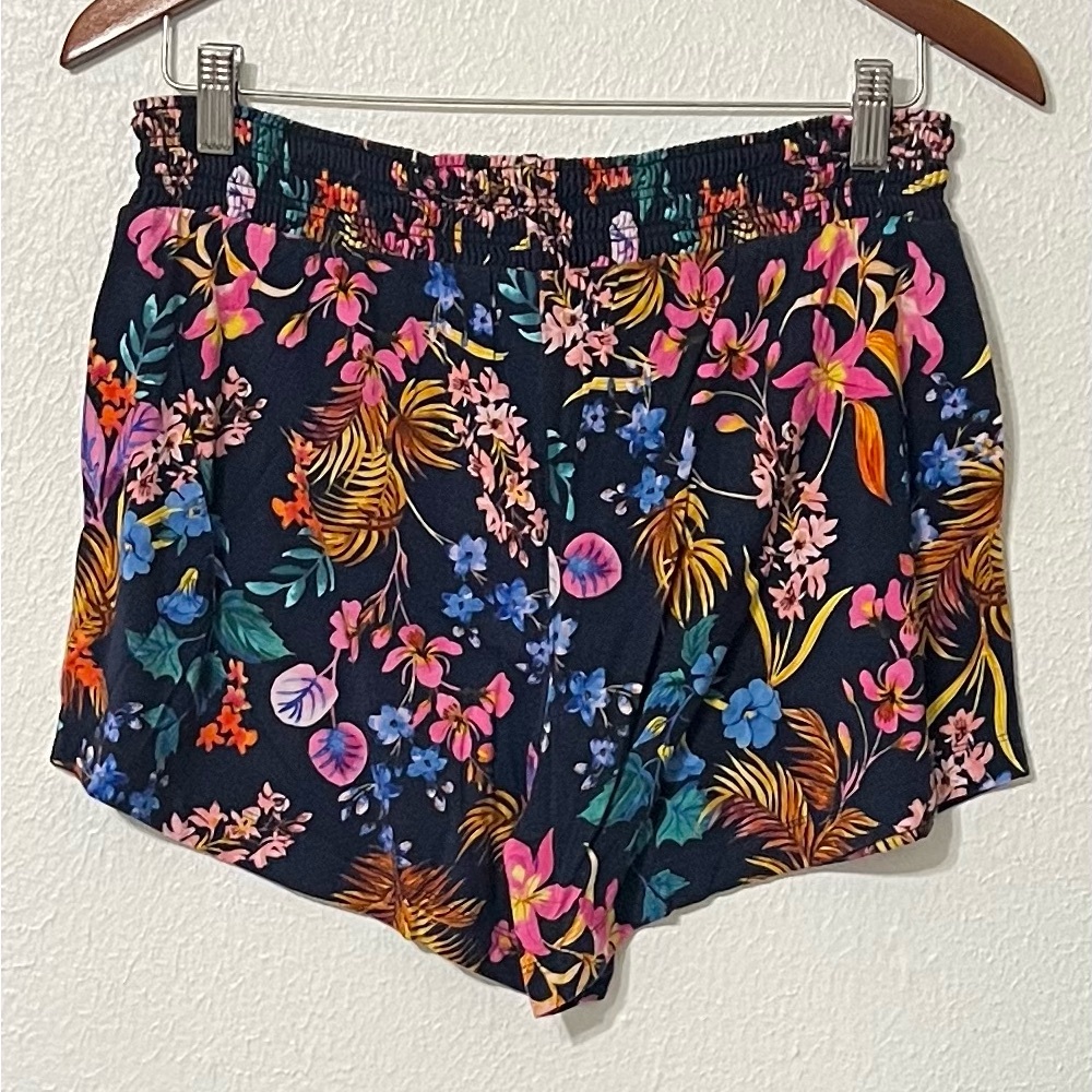 Soma Floral Pajama Set - Black with Pink and Blue Accents Top Large Bottoms M - Picture 5 of 10